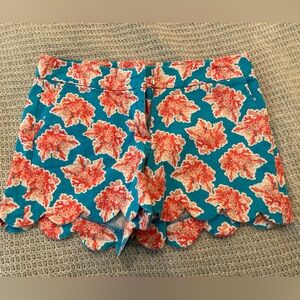 Crown & Ivy Scalloped Teal/Blue and Coral Shorts Size 6